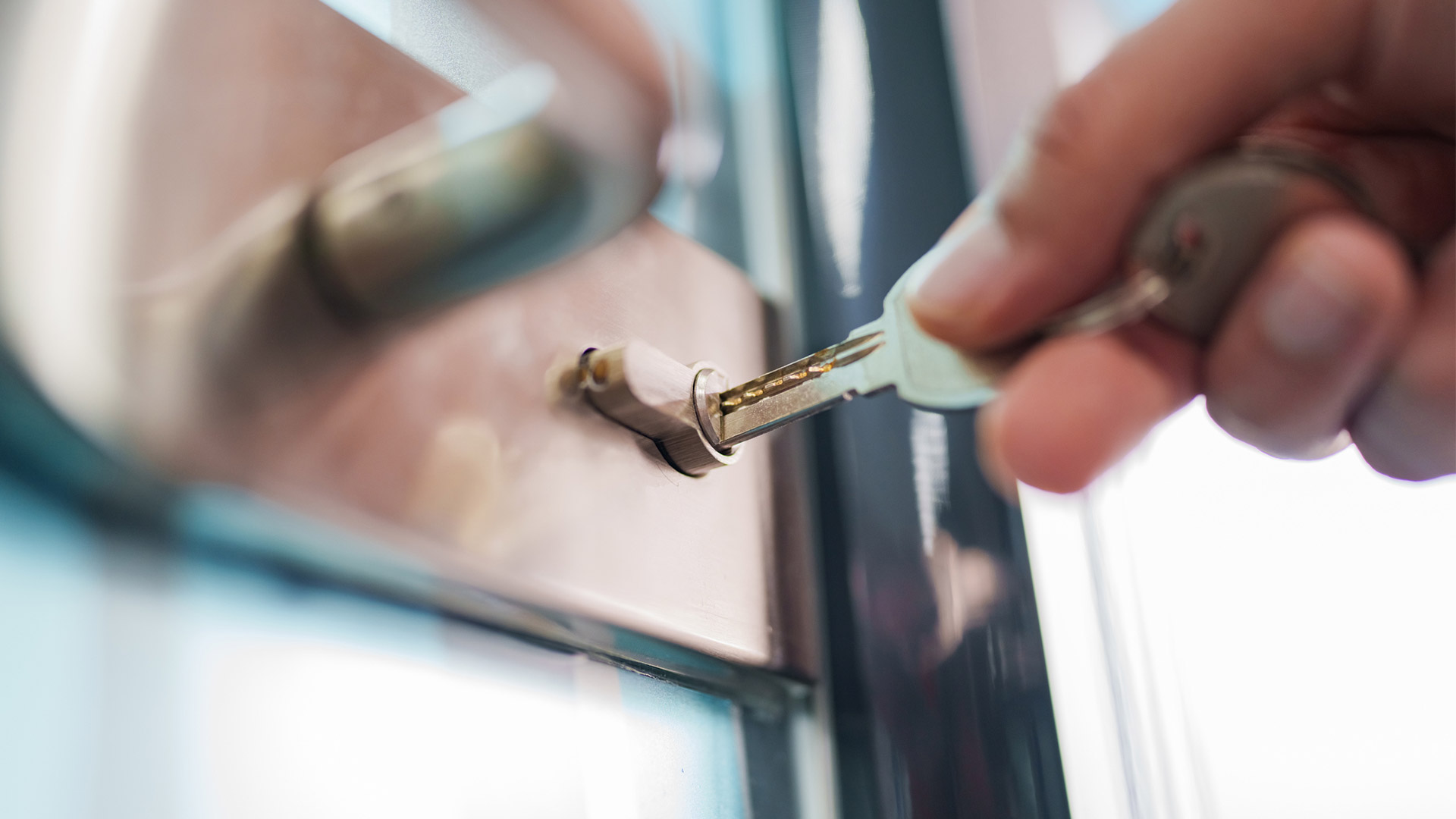 Staff member swiping security card