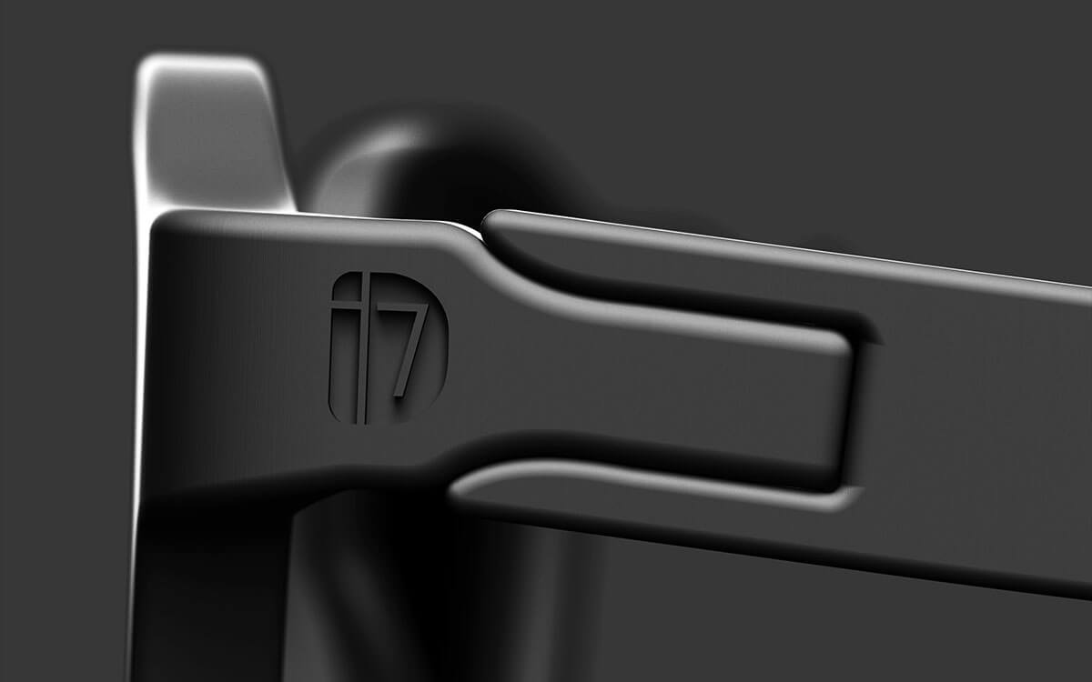 OD7 glasses logo indentation closeup