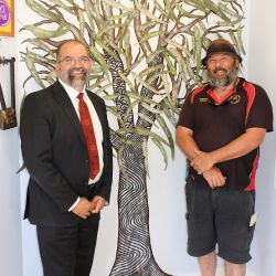 Aboriginal Scar Tree painted by Duncan Smith of Wiradjuri Echoes 