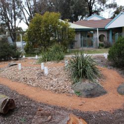 Well maintained garden with discovery path for the children